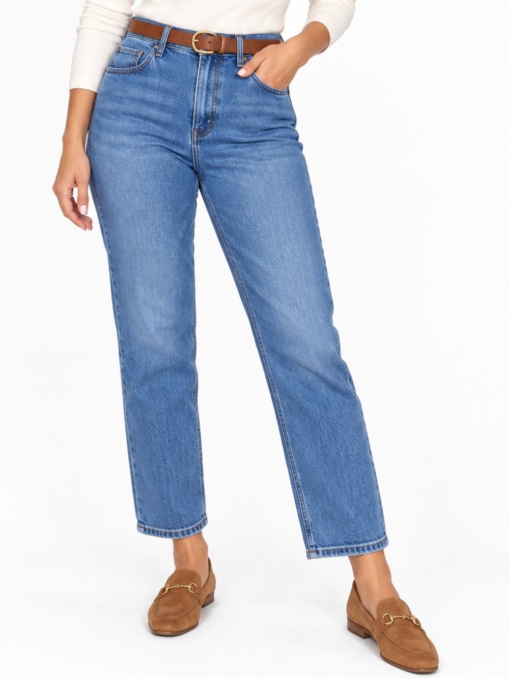 Abercrombie The Ankle Straight Ultra High Rise Jeans Size 34 18R Medium Wash
